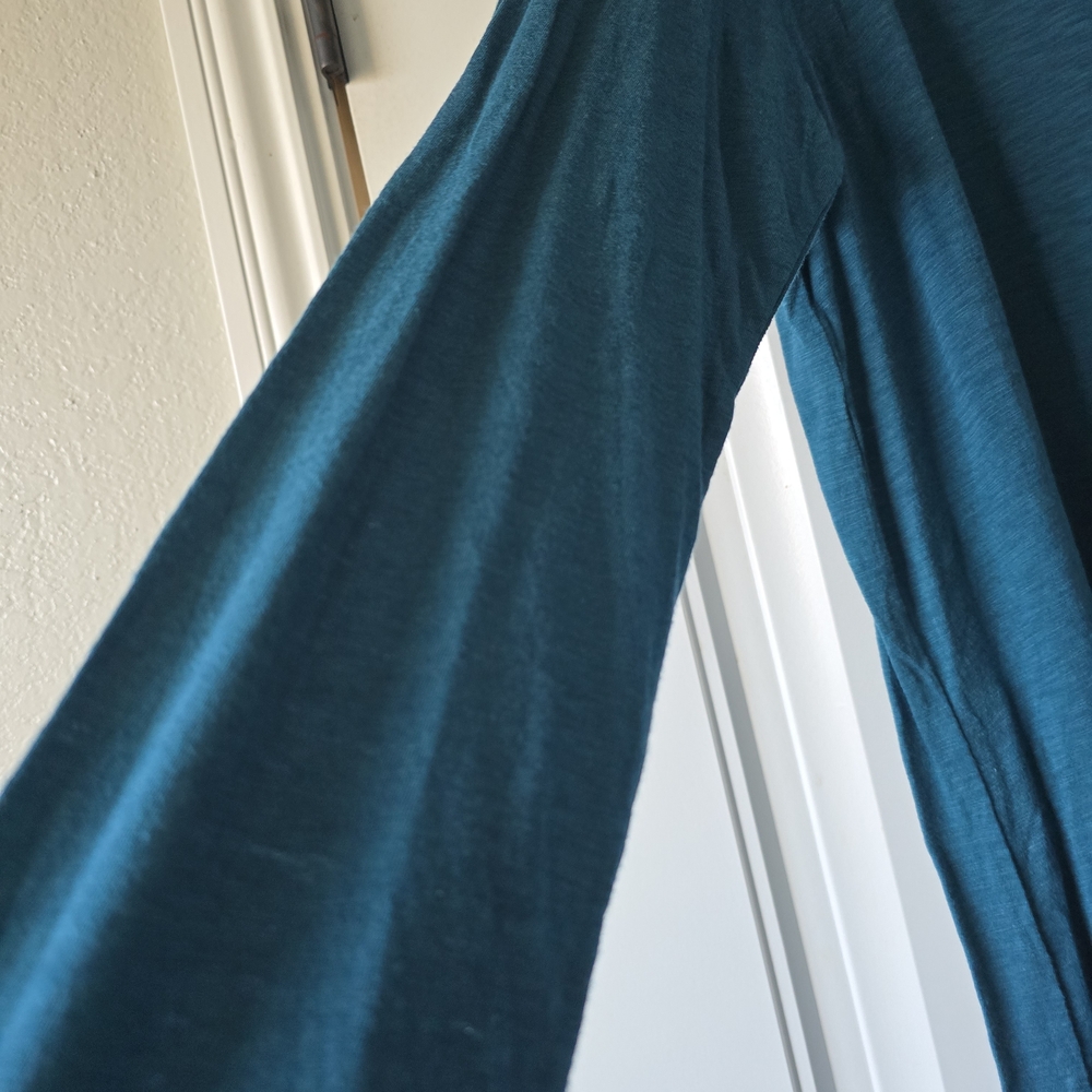 NWT Caslon Teal Slub Tunic Top Long Sleeve High Low Hem Soft Minimalist Coastal - Picture 4 of 10